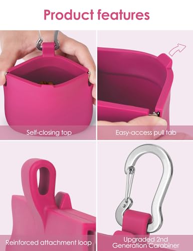 1 Cup Silicone Dog Training Treat Pouch (Hot Pink) - color: Hot Pink