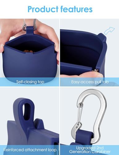 1 Cup Silicone Dog Training Treat Pouch (Blue) - color: Blue
