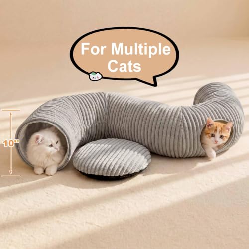 Cat Tunnel Bed for Indoor Cats, Peekaboo Cat Cave Bed, Grey - color: Grey