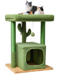 SYANDLVY 27" Cactus Cat Tree for Indoor Cats, Green Modern Activity Tower - color: Green