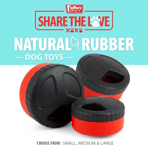 Jeffers Pet Natural Rubber Dog Chew Toy – Red Hocky Disc, Large – Treat Dispensing, Vanilla Scent, Durable, Non-Toxic, Dishwasher Safe, Interactive Fetch & Tug Toy - Perfect for Training - color: Red, size: Large