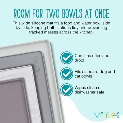 Messy Mutts and Cats Silicone Bowl Mat, Raised Edge, 16 x 12, Grey - color: Grey