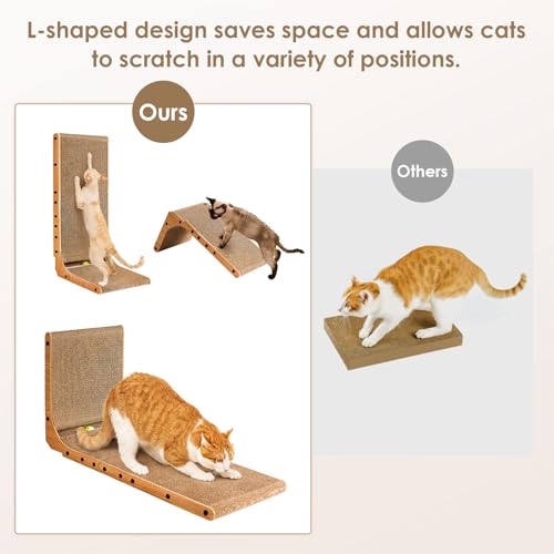 EHEYCIGA Cardboard Cat Scratcher for Indoor Cats, 32 Inch, Brown - color: Brown, size: 17x13.1x32