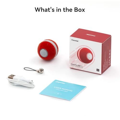 Cheerble Interactive Cat Ball Toy, Automatic Moving Ball Toy for Indoor Cat Kitten, Electric Pet Toy Fun Gift with Light, High Energy Cat Toys, Red - color: Red