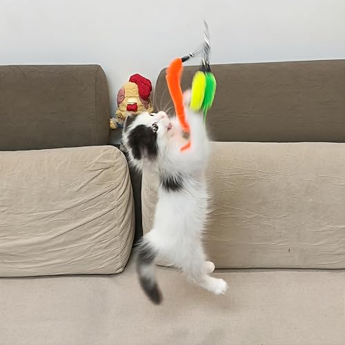 miwoowim 11PCS Cat Wand Refills, Fuzzy Worms with Bells & String with Clasp - color: 10 Worms Refill