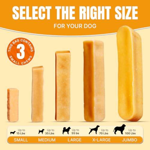 Tibetan Dog Chew Yak Cheese Sticks - Natural Handmade Treats for Small Dogs, Long-Lasting, Easy to Digest with No Additives, Rawhide, Grains, or Gluten, Perfect for Aggressive Chewers, 3 Chews - size: 1.16 Ounce (Pack of 3)