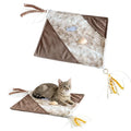 Cat Crinkle Mat with Mouse Toy,14x16" Interactive Cats Play Mat with Catnip - color: Brown