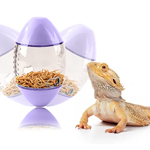 ALI2 Bearded Dragon Feeder Toy Rugby Shape, Reptile Interactive Enrichment Toy for Lizard, Gecko and Small Animals - color: Purple