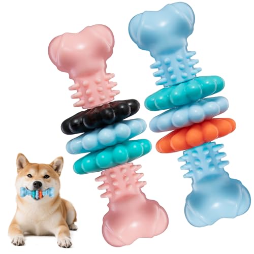 2 Pack Indestructible Puppy Chew Toy Soft Durable Teeth Cleaning