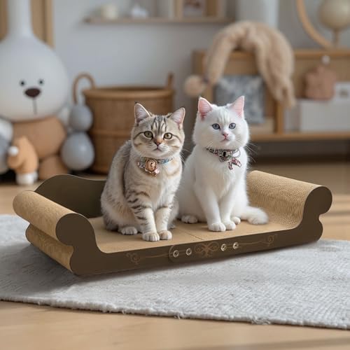 DWCN 26" Large Cat Scratcher Bed, Durable Cardboard Cat Couch Scratching Board, Long-Lasting Scratch Lounge for Indoor Cats, Furniture Protector