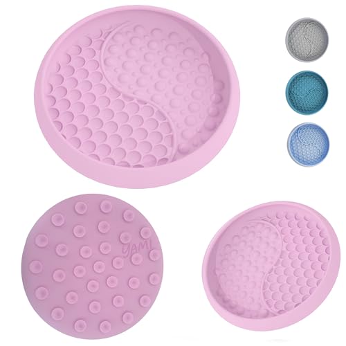 YAMI Dog Lick Bowl, Lick Mat for Dogs, Wet Food Cat Slow Feeder, Freeze Bowl, Enrichment & Puzzle Toy for Anxiety Relief, Food-Grade Silicone, Suction Cups, Dishwasher Fit, for All Breed (Light Pink) - color: Light Pink