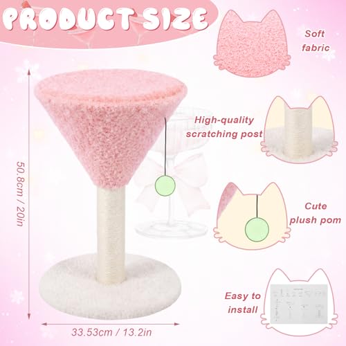 Sosation Pink Martini Cat Scratching Post 19.7" H with Dangling Ball - color: Pink
