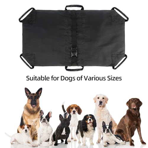 Dog Stretcher for Large Dogs up to 250lbs, 43.3" x 27.2" Portable Foldable Pet Transport Stretcher with Safety Strap, Emergency Animal Carrier for Vet, Injured or Disabled Pets (Black)