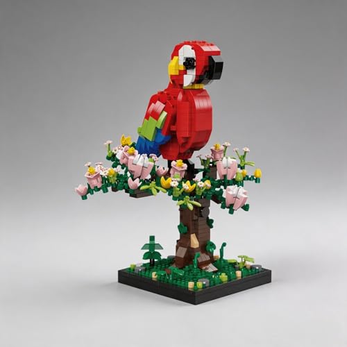 3D Scarlet Macaw Bird Micro Blocks Set - 900Pcs Tropical Model