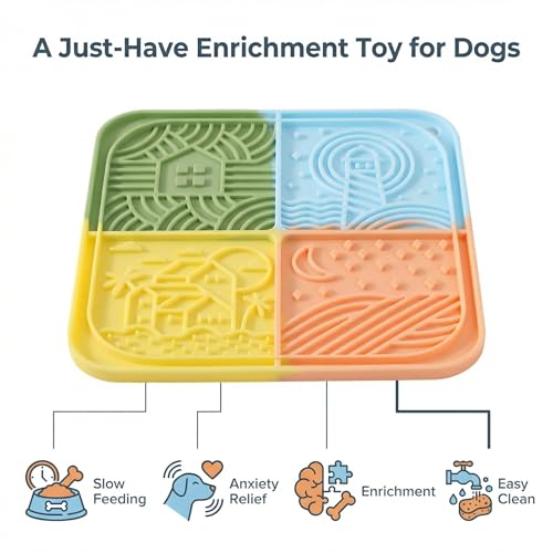 Dog Lick Mat with Suction Cups, Silicone Slow Feeder Mat for Anxiety Relief, Multicolor - color: Multicolor