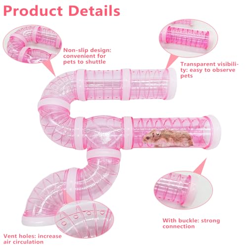 8pcs DIY Hamster Tunnel Tubes Toys for Dwarf Hamsters Gerbils Young Mice - color: Pink