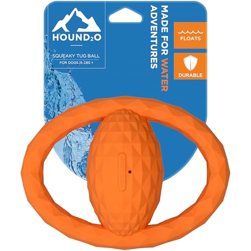 Playology Hound2O Squeaky Tug Ball - Floating Outdoor Dog Toy - Orange - color: Orange