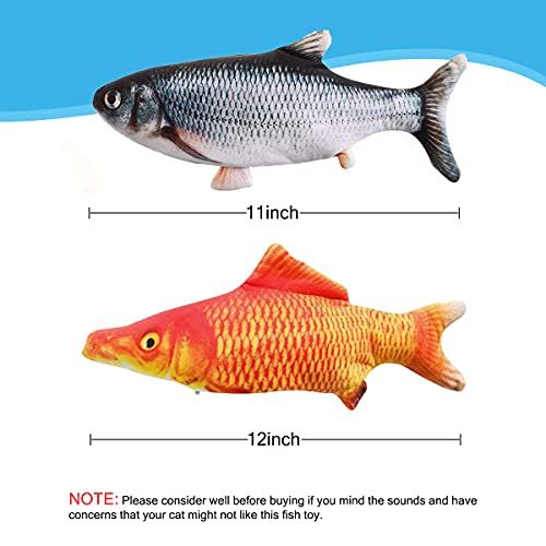 Tocirelo Cat Toys Interactive Flopping Fish with Catnip, Kitten Kicker Toy - color: Crusion+Redfish