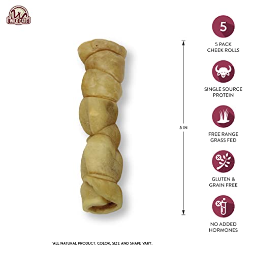 Wild Eats Water Buffalo Retriever Style Cheek Rolls Dog Chews, Pack of 5, 1.05lbs, for All Dog Breeds