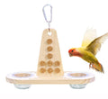 Bird Feeding Dish 2pcs Cups Bowl Clamp Holder Coop Cup, with Foraging Smart Toy 9pcs Soft Corks for Small to Regular Size Parrot Cockatiel Birds