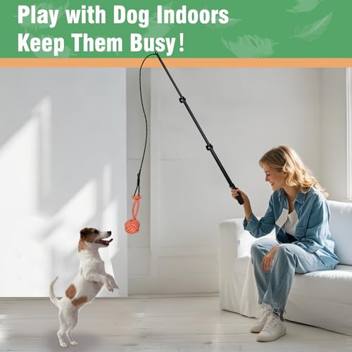 Flirt Pole for Dogs Heavy Duty 40inch Extendable Aluminum Alloy Dog Flirt Pole for Large/Medium/Small Dogs,Interactive Dog Toys for Indoor/Outdoor - size: 40in/3-section