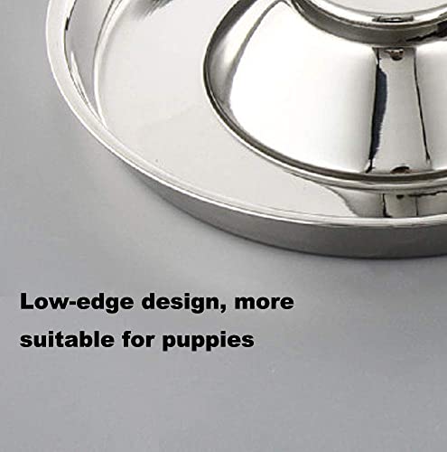 YUDANSI Stainless Steel Puppy Weaning Bowls,Cat Bowls for Food Water,Multiple Puppies Feeder Whelping Dishes,Litter Feeding Station Pans for Small Dogs Cats Eating at Same Time-Small Medium Large Size - size: 10.2in-1pcs