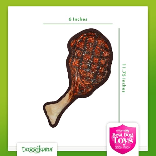 Doggijuana Tomahawk Steak & Grilled Kebab Dog Toy Bundle | 2 Pack, Squeaky - style: Tomahawk Steak & Grilled Kebab