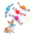 Dog Rope Toy with Ball – Cotton Chew Toy for Small to Medium Dogs, Interactive Tug of War & Teething Toy, Dental Health Bone Rope with Food Dispensing Ball, 7-Inch - color: Pink
