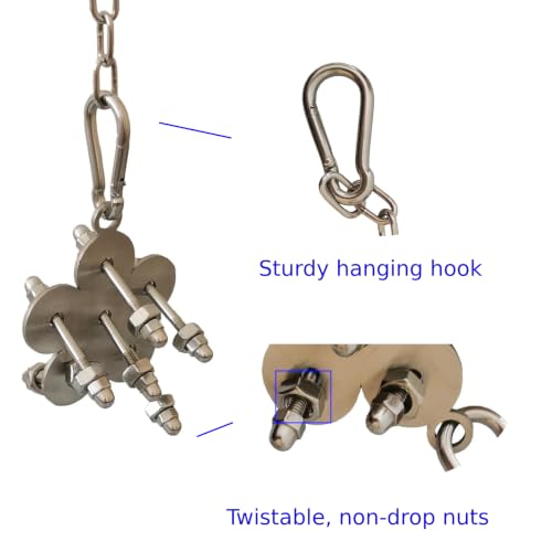 JSLZF Stainless Steel Parrot Toy, Hanging African Grey Chew Toy for Bird