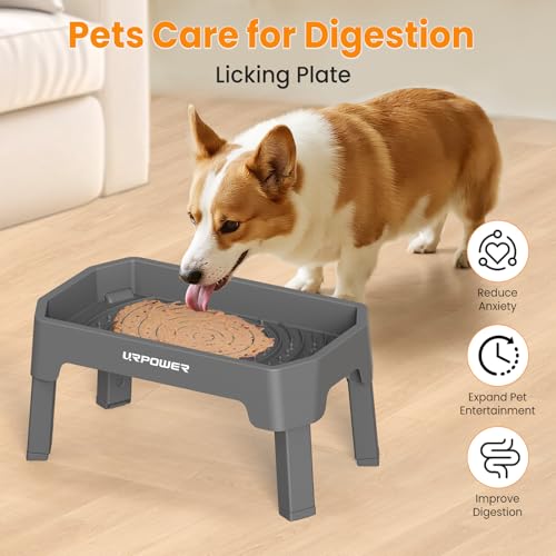 URPOWER Elevated Dog Bowls, 3-in-1 Double Deck Raised Dog Bowl Stand - color: Grey, size: Large