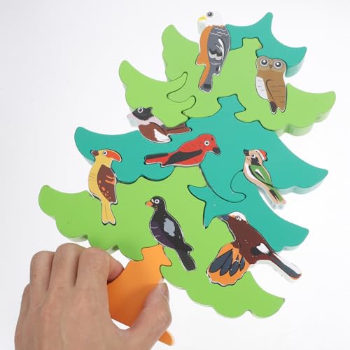 TOYANDONA 1 Set of Baby 3D Jigsaw Puzzle Wooden Tree Bird Shaped Montessori Toy Educational Preschool Learning Toys Children's Day