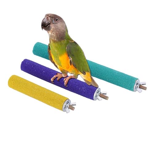 PIVBY Bird Perches for Cage Colorful Parrot Stand Toy Platform Paw Grinding Stick for Small Medium-Sized Bird Parakeet Cockatiel Conure Budgies Lovebird Canary Colors Vary Pack of 3