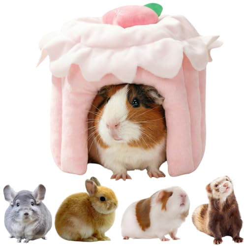 Cozy Warm Guinea Pig Hideout Soft Small Pet Cave House Cake Shape (Pink,M) - color: Pink, size: M