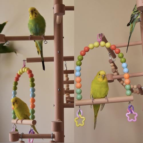 Large Birds Swings Perch, Parakeets Chewing Toy Bird Cage Wooden Stands