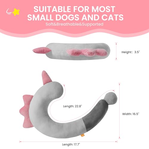 HiPetpy Dog Pillow-Soft Neck Pillows for Dogs, Washable Dog Calming Pillow - color: Pink