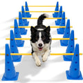 Wdmiya 18.9" Dog Agility Training Hurdle Cone Set with Adjustable Crossbar