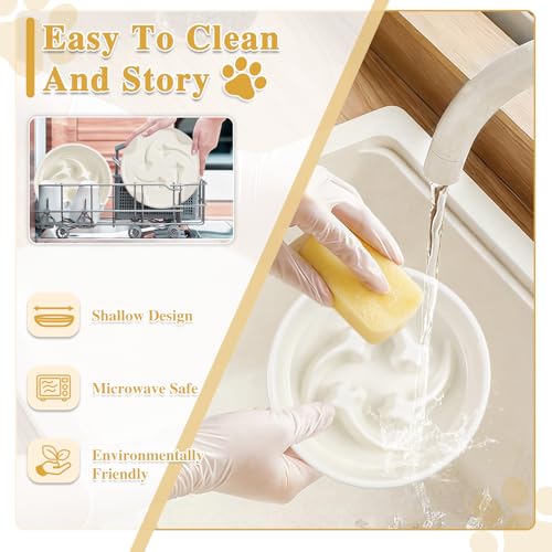 Ceramic Slow Feeder Dog Bowls, 0.6 Cups Dog Food Dish for Small Breed - color: Beige-M
