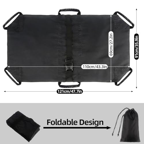 Dog Stretcher for Large Dogs up to 250lbs, 43.3" x 27.2" Portable Foldable Pet Transport Stretcher with Safety Strap, Emergency Animal Carrier for Vet, Injured or Disabled Pets (Black)