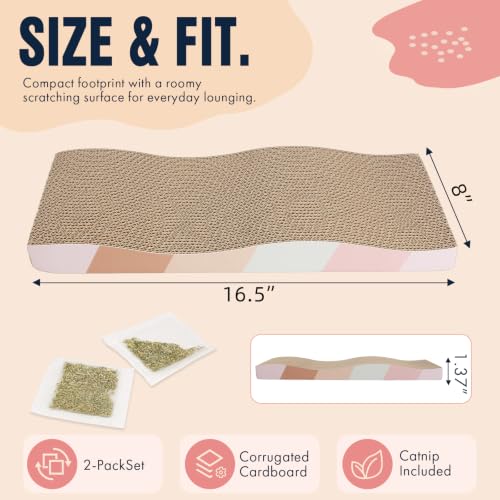 SIDAZON Cat Scratching Board cat Scratcher Cat Scratch Pad Cardboard cat scratchers for Indoor Cats Reversible Large Wide Corrugated with Catnip(2pcs) - size: 2-Pack