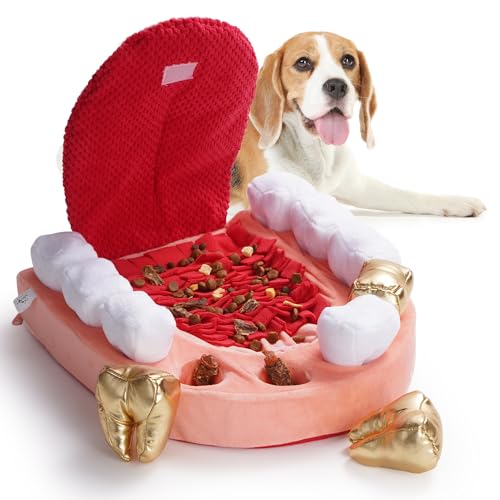 Nocciola Interactive Teeth Dog Toys – Enrichment Puzzle Funny Dog Toy for Small to Large Dogs, Non-Slip Hide and Seek Dog Toys to Keep Dogs Busy - color: red