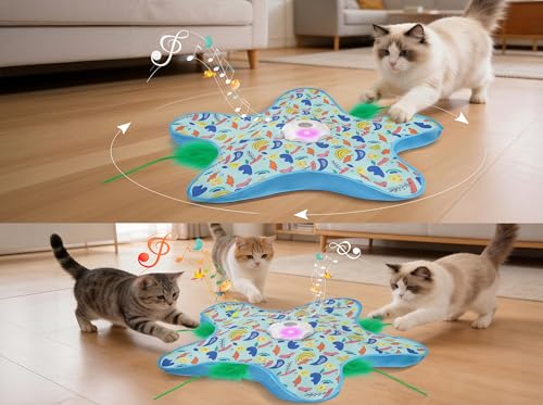 Duckart Interactive Cat Toy - Hide and Seek Automatic Cat Toy with Birdcall, Rechargeable & 3 Speeds, Auto Sleep/Wake Mode Kitten Toys, Safe ABS Material Cat Toys for Bored Indoor Adult Cats