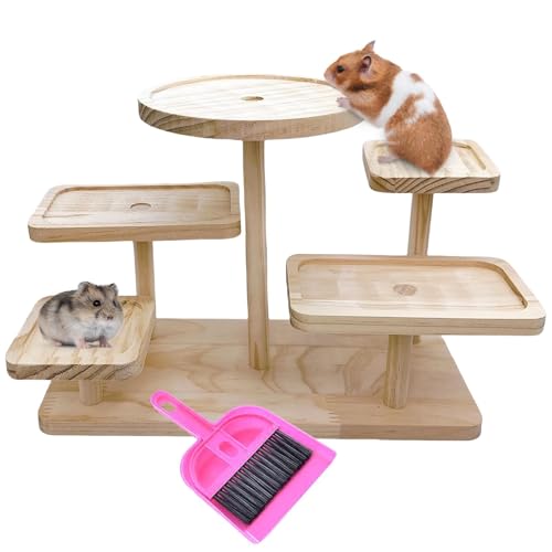 Wood Hamster Platform Rat Climbing Toys for Gerbil Hamster Cage Accessories - size: Large