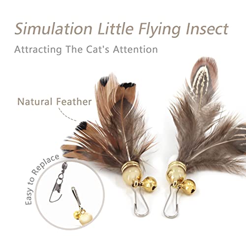 SONGWAY Cat Toy Wand Replacement - 8 Pieces Insect Cat Toys, Cat Feather Toy Refills, Cat Teaser Wand Attachments, Interactive Cat Toys for Indoor Cats - size: Insect