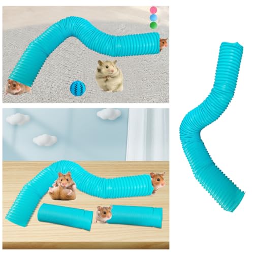2 Pack Hamster Tunnel Ferrets Fun Tunnels Foldable Exercising Training Tubes Hideout Pipe Toy for Guinea Pigs Chinchillas Gerbils Mouse Rabbit Small Animal Pet Rats