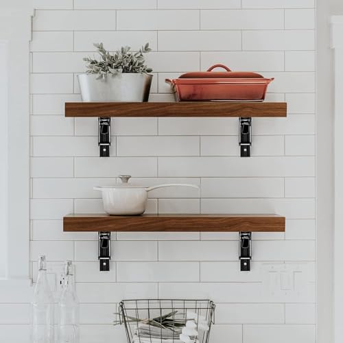 Ravinte Matte Black Folding Shelf Brackets, 10 Inch, 2 Pack - size: 10 Inch