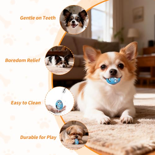 Squeaky Dog Toys for Puppy Small Dogs, 3 Pack Soft Latex Rubber Dog Chew Toys with Squeaker, Smile Face Dog Squeaky Balls for Interactive Play & Training - style: 3 Pack-B