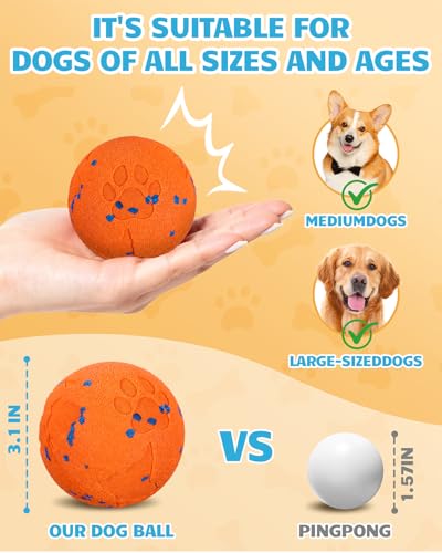 Interactive Dog Ball for Large Dogs, Self Moving Toy with Bouncing & Vibrating, 3.1" Chew-Resistant E-TPU, Indestructible, IPX7 Waterproof, Low Noise, Gift Bag,Dark Orange - color: Dark Orange