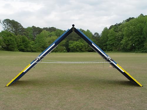 Rubber Surface Dog Agility 7' A-Frame, Blue/Yellow, On-Wheel Interface Ready