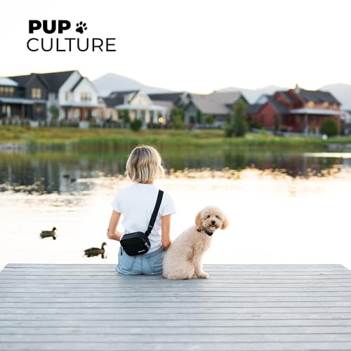 Pup Culture Dog Treat Pouch with Poop Bag Dispenser and Removable Treat Pouch | Cross Body Dog Walking Bag | The Perfect Puppy Training Tool and Even Better Gift - color: Black