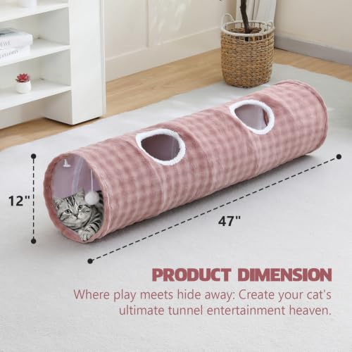 Straight Bubble Cat Tunnel for Indoor Cats 47"x12", Dusty Pink - color: Dusty Pink, size: Straight